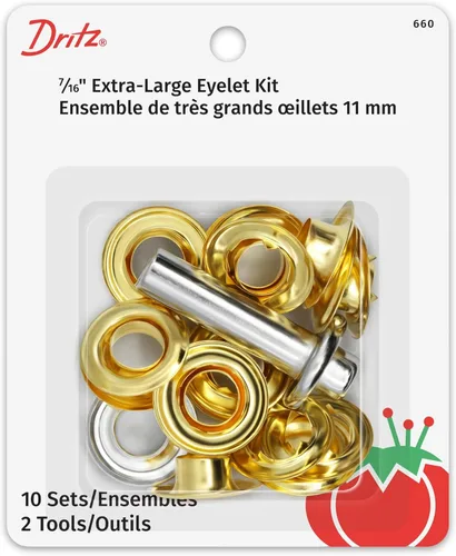 Dritz 660 Kit de ojales extra grandes con herramienta, latón, 7/16 pulgadas, 10 unidades