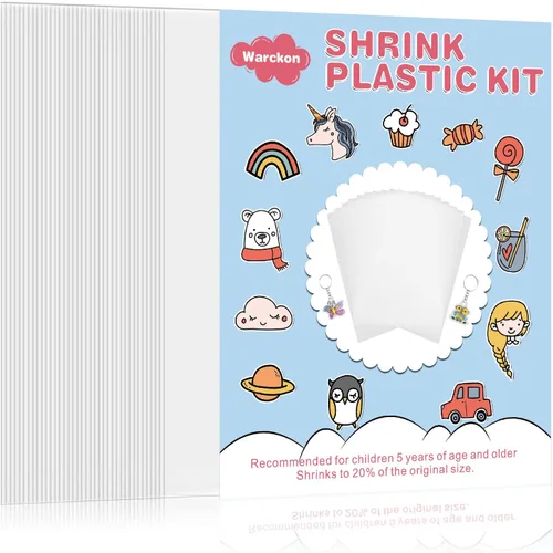 Warckon 50 hojas de plástico retráctiles, hojas de película retráctil de papel de arte retráctil, esmerilado Ruff n' Ready para manualidades