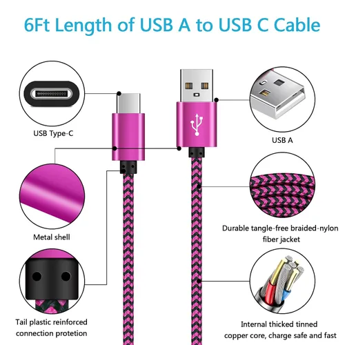 Miniatura 6 de [5.4A/30W] Cargador rápido de coche tipo C cable de 6 pies compatible con Moto G10 G9 G8 G7 Power Plus Play, Edge/G Power/Stylus/Razr/One 5G