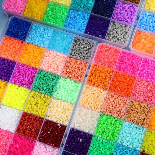 Miniatura 7 de Lenwen 52000 cuentas de fusible, 96 colores, 0.096 pulgadas, mini, fusible, cuentas derretidas con tableros de clavijas, juego de repuesto creativo