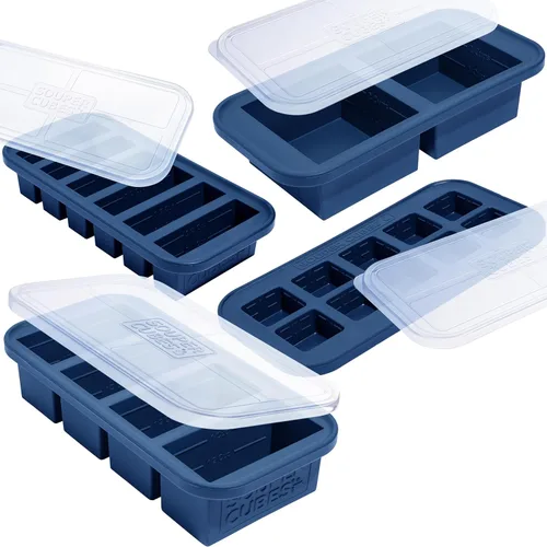 Miniatura 8 de Souper Cubes Set de regalo de moldes de silicona para congelador con 2 cucharadas, 1/2, 1 y 2 tazas de bandejas de silicona para congelador