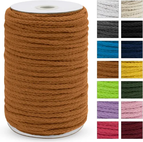 Miniatura 21 de JeogYong - Cuerda de macramé trenzada 5mm x 90m, cuerda de algodón trenzada de 8 hebras natural, cuerda de cordón de dibujo colorida para colgar
