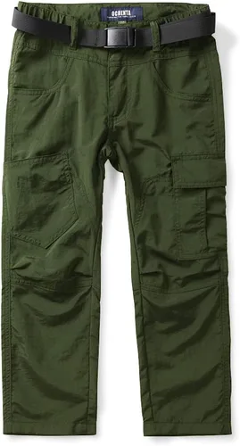 Mesinsefra Pantalones de senderismo para niños, secado rápido, ligeros, para senderismo, escalada, campamento, pesca, color verde militar, 180-12-13