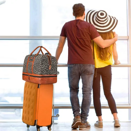 Miniatura 70 de IBFUN Bolsas de fin de semana para mujer, bolsa grande de lona para viaje, bolsa de viaje con compartimento para zapatos, 21 pulgadas, juego de 3