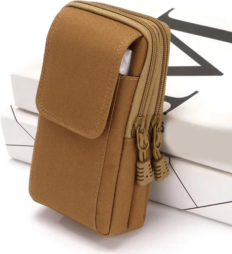 Miniatura 8 de Bolsas verticales para teléfono con cinturón de tela Oxford para hombre, bolsa de almacenamiento con múltiples compartimentos, para viajes casuales