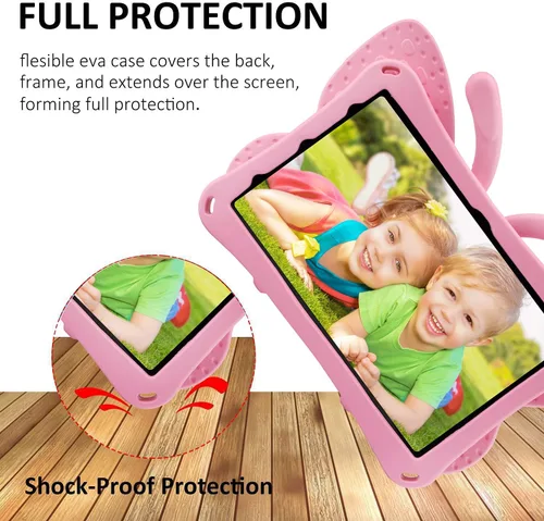 Miniatura 12 de FW Fire 7 - Funda para tablet para niños, Amazon Fire 7 2022, funda de mariposa con luz de atril, EVA, protección contra caídas, resistente, a
