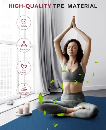 Miniatura 6 de HAPBEAR Large Yoga Mat - 72"x36"x6mm (1/4 inch), Extra Wide Non-Slip Exercise Mat for Home Workout, Yoga, Pilates & Stretching, Durable & Azul