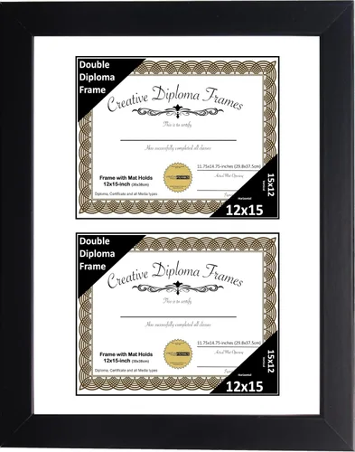 Miniatura 70 de Creative Picture Frames Marco de diploma doble clásico negro de 6 x 8 pulgadas con vidrio negro y colgador de pared instalado