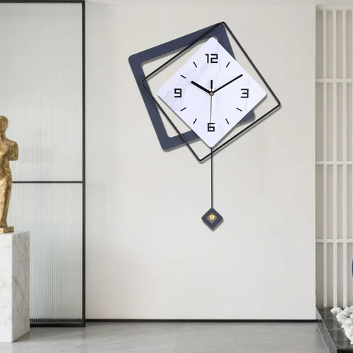 Miniatura 6 de Reloj de pared con péndulo, cuarzo de calidad silenciosa, funciona con pilas, relojes de pared grandes modernos de metal para sala de estar, cocina