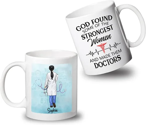 Miniatura 9 de Taza de café con nombre personalizado para médicos, taza de café personalizada para médicos, regalo para hombres, hombres, doctores, estetoscopio