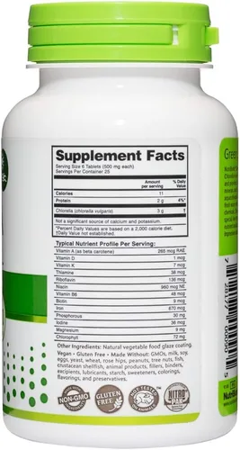 Miniatura 3 de NutriBiotic - Chlorella Super Green Food 500 mg 150 pestañas Microalgas ricas en nutrientes de pared celular rota, superalimento cultivado en agua
