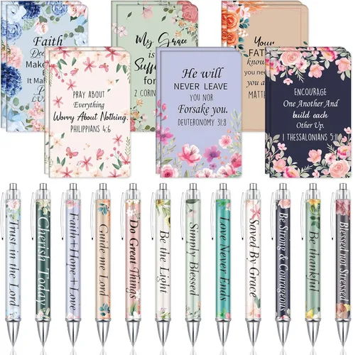 Miniatura 8 de Colarr 24 juegos de regalos cristianos a granel para mujeres, bolígrafos con versículos bíblicos de Navidad, cuadernos, bolígrafos religiosos