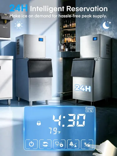 Miniatura 6 de Commercial Ice Maker Machine 380LBS/24H, 250LBS Stainless Steel Storage Bin, 132 Ice Cubes in 8-15min, Self-Cleaning, Air Cooled Ice Machine with