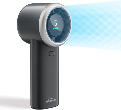Miniatura 8 de WHATOOK Ventilador turbo portátil de mano, mini ventilador personal de 5 velocidades con batería recargable de 4000 mAh, ventilador de bolsillo