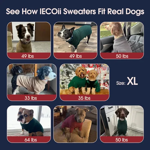 Miniatura 4 de IECOii Suéter XL para Perro, Ropa de Invierno para Perros Grandes Hembras y Machos, Suéter Suave Cálido de Cuello Alto para Perro, Ligero