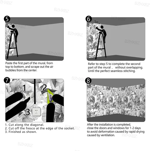 Miniatura 62 de Papel pintado botánico de selva tropical Hojas verdes de planta murales Estética para decorar habitación Sala de estar Fondo de TV Gran mural de B033