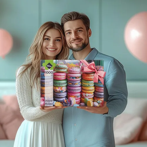 Miniatura 9 de Rompecabezas de 1000 piezas para adultos, rompecabezas de comida, rompecabezas de paleta de macarrón 1000 piezas, rompecabezas creativos