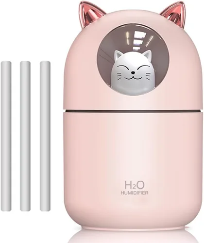 Humidificador pequeño portátil, 10.1 fl oz, mini humidificador de niebla fría con luz nocturna, humidificador personal USB apagado automático, ultra