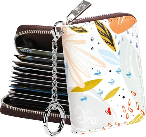 FurArt Cartera con Cremallera para Mujeres, Cartera con Bloqueo RFID para Tarjetas de Crédito, Portador de Tarjetas de Presentación, Cartera Llavero