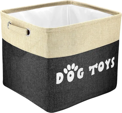 Miniatura 18 de PET ARTIST Cesta de juguetes para perros, caja plegable para juguetes para perros con asas cómodas, organizador grande de almacenamiento de juguetes