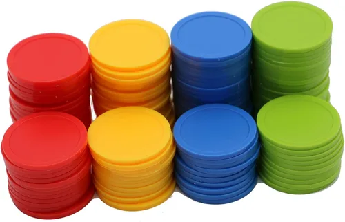 Miniatura 10 de Caja de 120 monedas de conteo para fichas de póquer y monedas de juego (rojo+amarillo, 1.378 in)