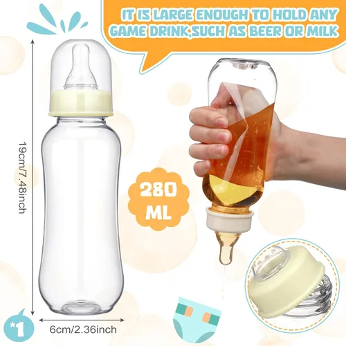 Miniatura 4 de Hushee 6 Sets de Juegos Divertidos de Botellas de Plástico para Baby Shower, Juegos Para Biberones de Plástico, Pañales Desechables, Regalos