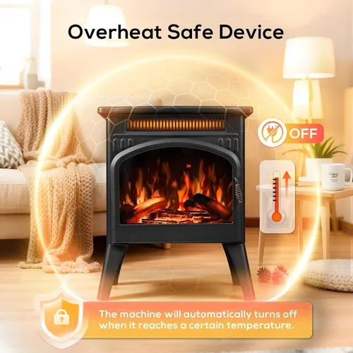 Miniatura 6 de ZAFRO Chimenea eléctrica independiente de 21 pulgadas con control remoto, calentador de espacio de chimenea con color de llama ajustable y brillo