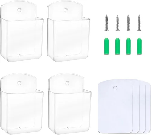 Miniatura 17 de Soporte de Control Remoto Ajustable de 3 Ranuras con Montaje en Pared, Organizador Adhesivo para Control de TV con Fondo Hueco para Carga, Soporte