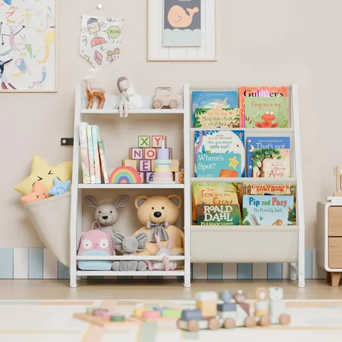 Miniatura 3 de LATIBELL Estantería infantil de 3 niveles y almacenamiento de juguetes, estante para libros para niños, estantería Montessori para niños pequeños