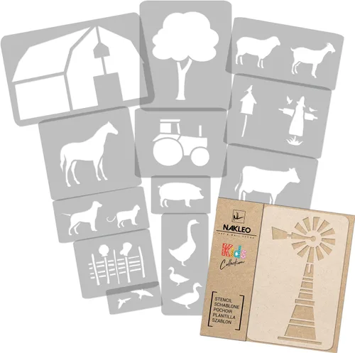 Miniatura 18 de NAKLEO Juego de plantillas de pintura para niños, 14 plantillas de 3.5 x 4.7 pulgadas a 9.1 x 13.4 pulgadas, plantas de otoño, plantillas de dibujo