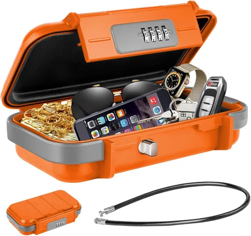 Miniatura 10 de HUANLANG Caja de Seguridad Portátil con Cerradura de Combinación Mini Caja de Seguridad para Viajes de Playa Impermeable Cajas de Bloqueo Pequeñas
