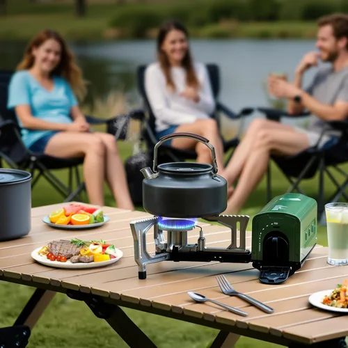 Miniatura 8 de BIG HORN OUTDOORS Estufa de campamento de butano, quemador de gas plegable portátil con bolsa de transporte para camping, uso de emergencia, cocina