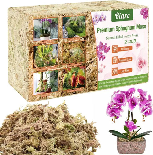 Miniatura 12 de Riare 1.1 libras de musgo esfagnum de alta calidad, plantas de turba de esfagnum largo natural, secado con musgo, plantas carnívoras mezcla