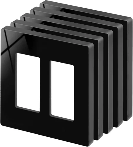 Miniatura 15 de BESTTEN Placa de pared sin tornillos de 5 segmentos, cubierta de enchufe decorador, placa decorativa para interruptor, serie blanca nieve brillante