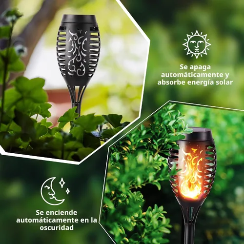 Miniatura 4 de Toodour Luces solares de Halloween para exteriores, paquete de 6 luces LED de llama parpadeante, luz solar impermeable para exteriores, iluminación