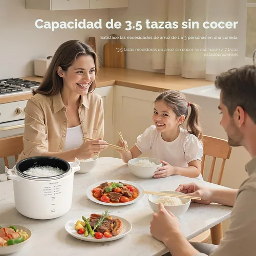 Miniatura 3 de Narcissus Arrocera de 3.5 tazas para 1-3 personas, multifuncional para arroz, avena, quinua, cocción lenta, vapor, cocina arroz y plato de vapor