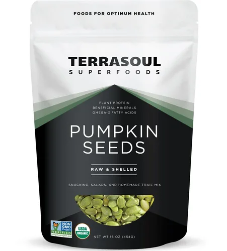 Terrasoul Superfoods Semillas de calabaza orgánicas, 16 onzas, crudas, sin sal, superalimento para aperitivos y ensaladas