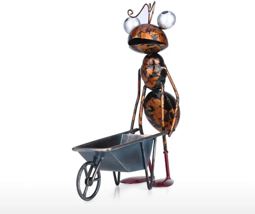 Miniatura 8 de Tooarts Escultura de Hormiga de Metal para Decoración de Jardín en Patio, Césped, Hogar, Estatua para Interior y Exterior con Cubo Desmontable
