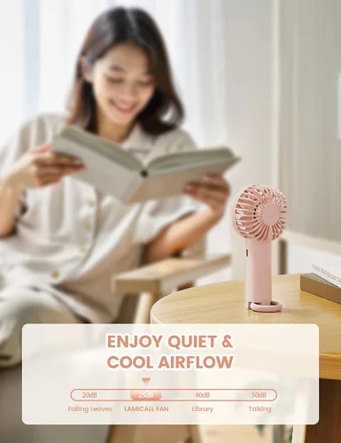 Miniatura 2 de Lamicall Mini ventilador portátil, ventilador de mano de 3 velocidades, ventilador personal recargable, secadora de pestañas de maquillaje