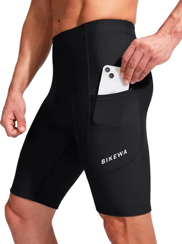 Miniatura 2 de Bikewa - Pantalones cortos de ciclismo para hombre, con acolchado 3D, para ciclismo de carretera o montaña, FPU 50+, bolsillos con cremallera