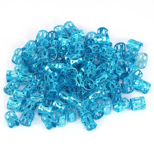 Miniatura 8 de 100 piezas de cuentas trenzadas de metal, nuevas cuentas de rastas coloridas, anillos trenzados para el cabello, clips para cerraduras de temor