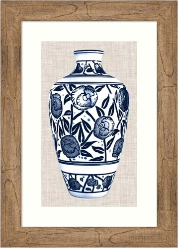Amanti Art Framed Wall Art Print 24x17 Blue and White Vase IV, Still Life Wall Art, Vintage Decor, Small Poster Painting Artwork for Living Room,