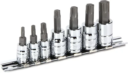 Miniatura 9 de Powerbuilt 640049 - Juego de 6 llaves de vaso Torx de 1/4 pulgadas, T10 T15 T20 T25 T27 T30, brocas S2 y enchufes de cromo-vanadio, estante
