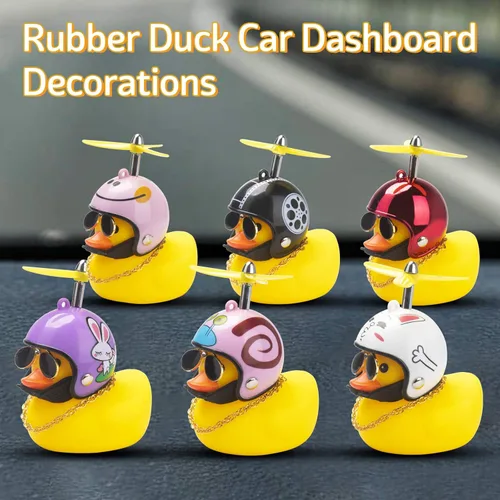 Miniatura 8 de wonuu Decoración de pato de goma para automóvil, lindo pato amarillo con hélice (piña-Y)