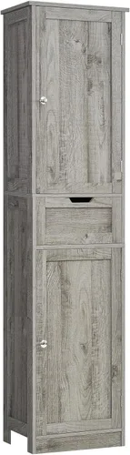 Miniatura 19 de Iwell Armario de almacenamiento de 57.8 pulgadas de alto con 2 cajones y 2 estantes ajustables, armario de cocina con 4 puertas, armario alto