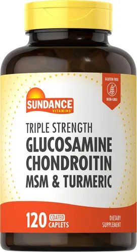 Sundance Glucosamina condroitina con MSM y cúrcuma | 120 cápsulas | Fórmula de triple fuerza | Suplemento sin OMG y sin gluten