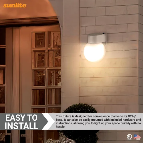 Miniatura 6 de Sunlite Lámpara decorativa de pared para exteriores, 13 vatios máximos, 900 lúmenes, 120 voltios, base G24q1 de 4 pines, 2700 K blanco suave