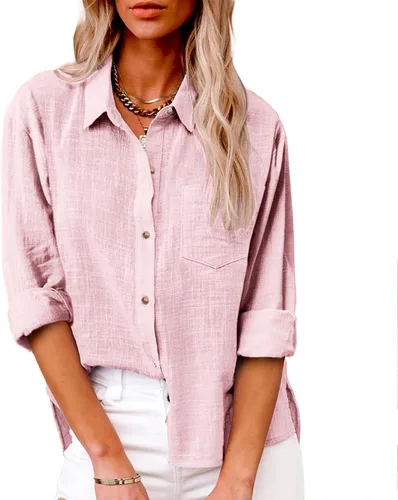 Miniatura 128 de SMIDOW Camisa de algodón y lino con botones para mujer