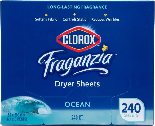 Miniatura 23 de Clorox Fraganzia - Hojas de secadora suavizantes de tela, reductoras de arrugas y antiestáticas, para ropa con gran olor, suaviza telas, aroma Océano