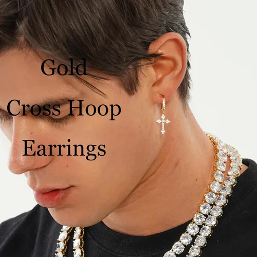 Miniatura 4 de JINAO Aretes colgantes chapados en oro de 14 quilates con circonita cúbica 5A+, hipoalergénicos, de plata de ley, para hombres y mujeres